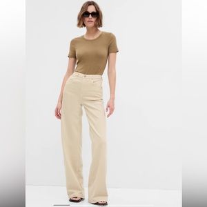 Wide leg khaki chinos